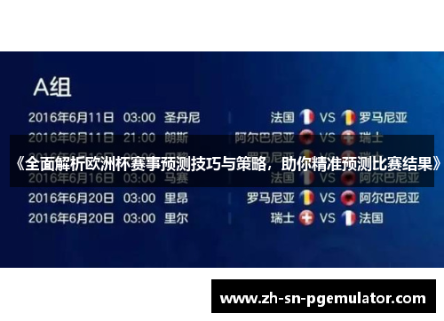 《全面解析欧洲杯赛事预测技巧与策略，助你精准预测比赛结果》
