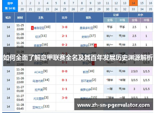 如何全面了解意甲联赛全名及其百年发展历史渊源解析