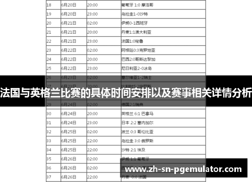 法国与英格兰比赛的具体时间安排以及赛事相关详情分析